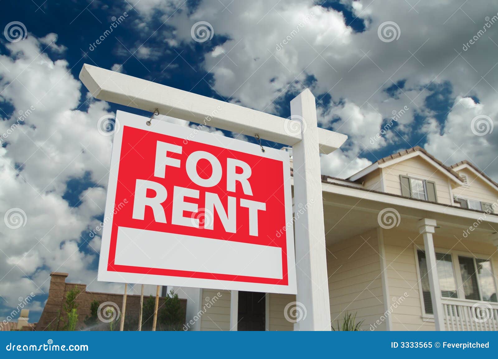 for rent sign & house