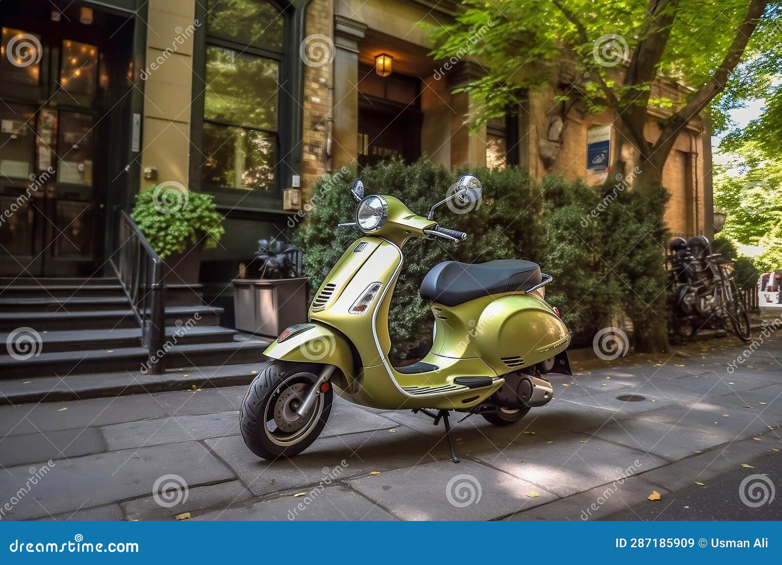 Rentable Scooter Available on Park Street. AI Stock Image Image of