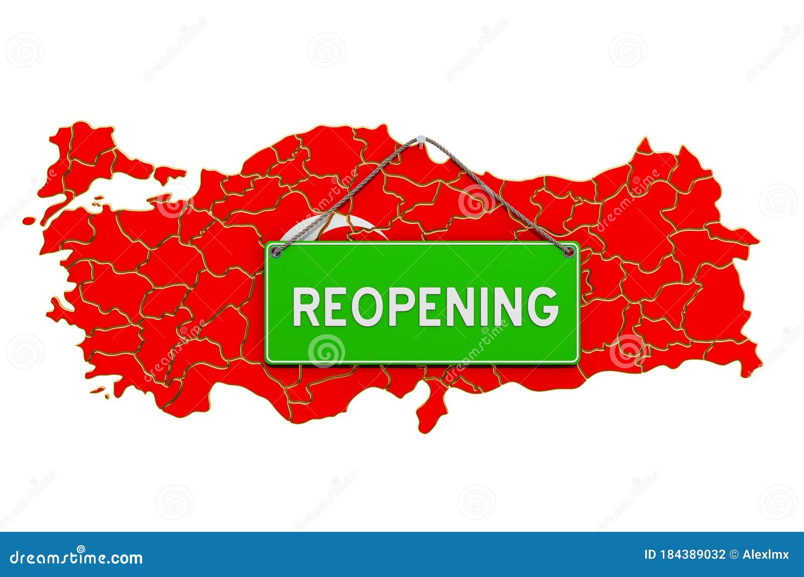 Reopening Turkey after Quarantine Concept, 3D Rendering Stock Illustration Illustration of