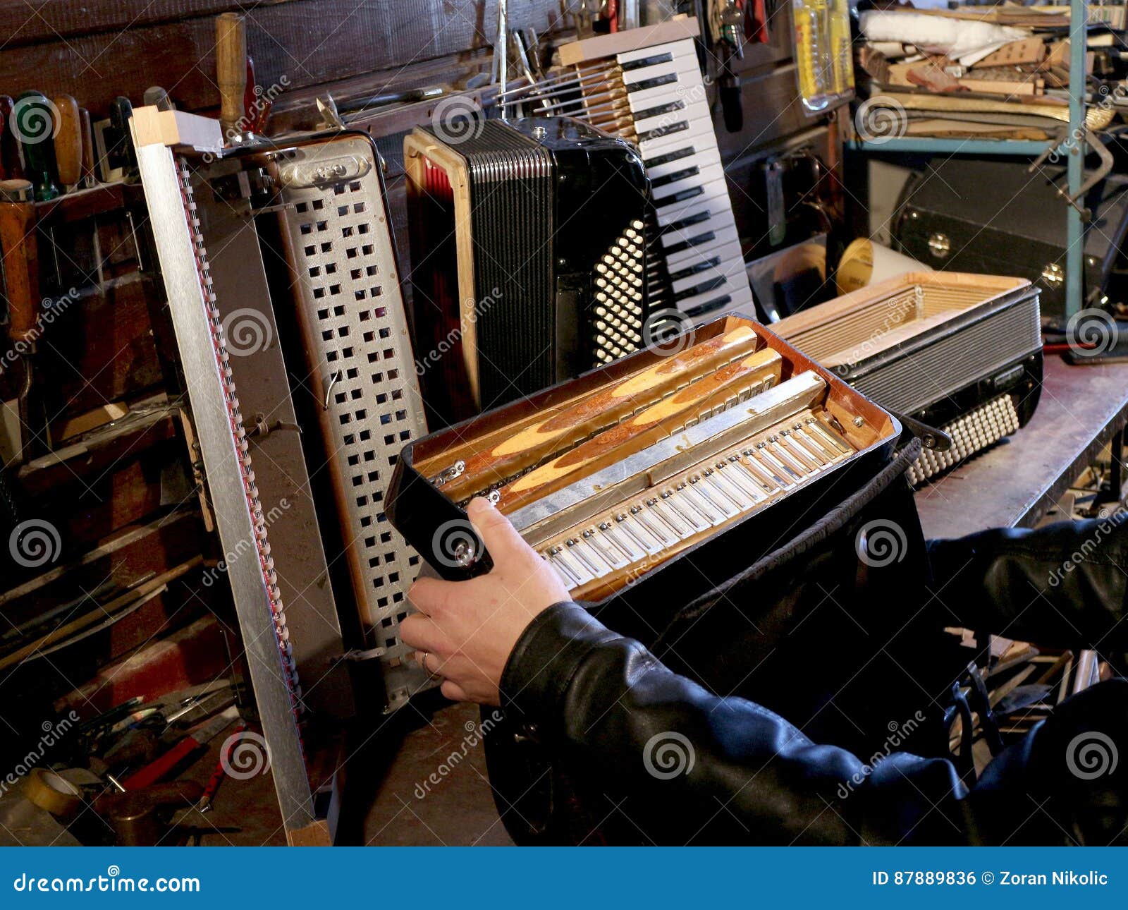 Repair accordion stock photo. Image of disassembled, cover 87889836