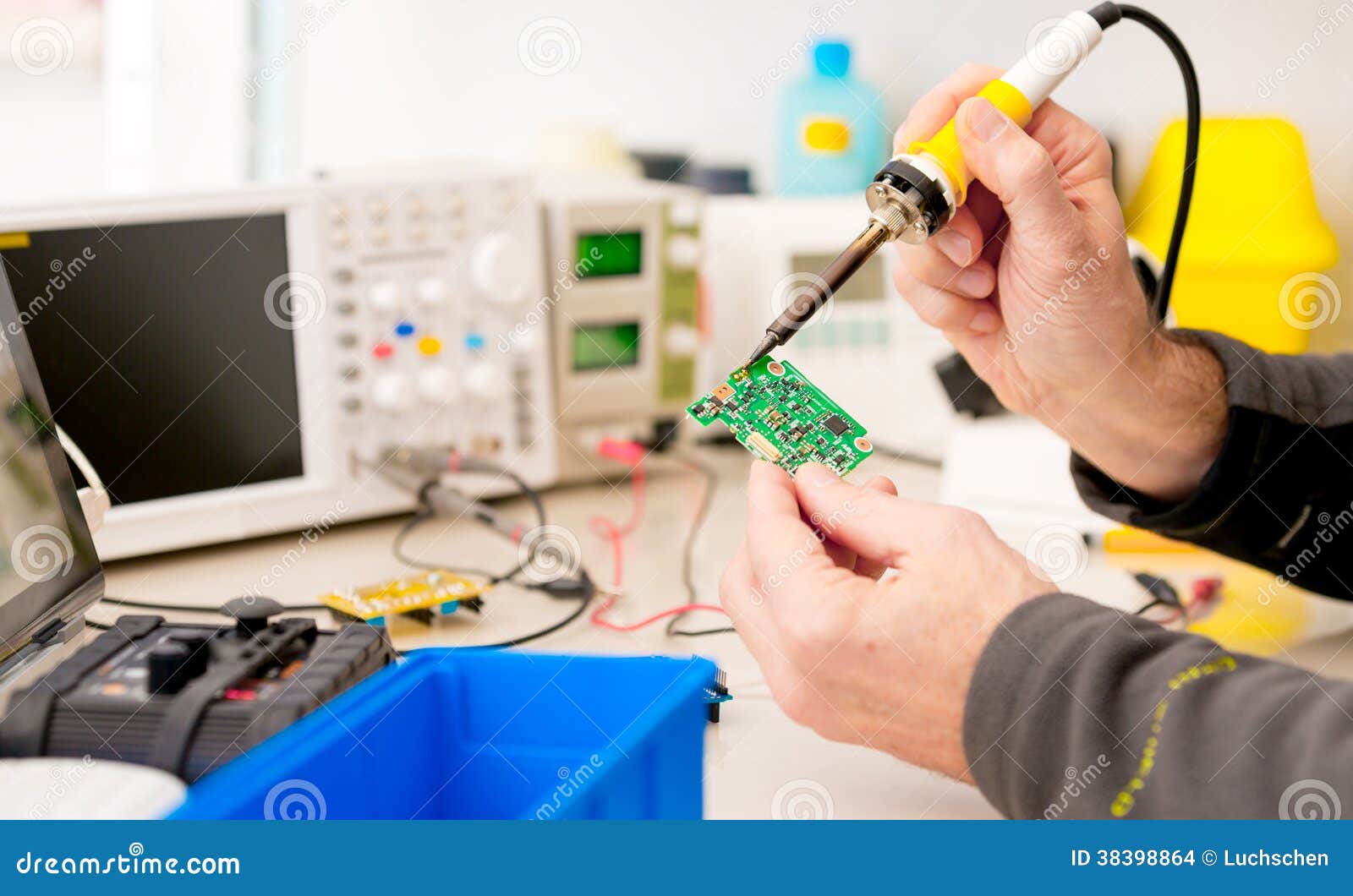 Repair and Adjustment the Electronic Device Stock Photo Image of