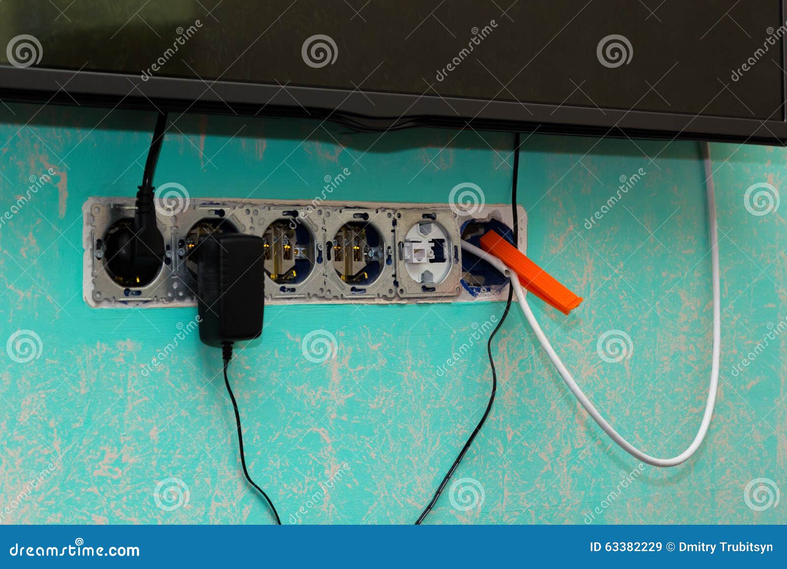 Repair of Antenna Cable Using Kitchen Clamp Stock Image Image of