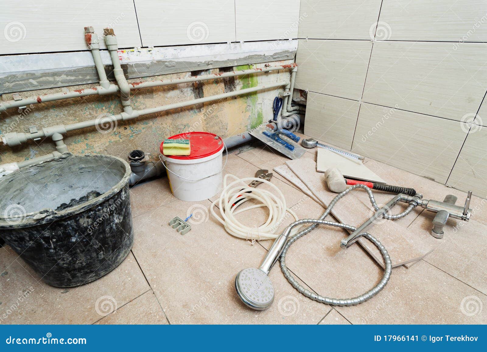 Repair in the bathroom stock image. Image of indoors 17966141