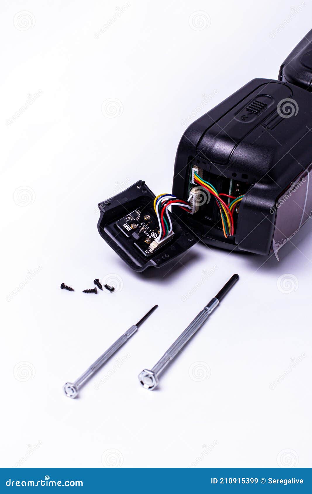 Repair of the Camera`s oncamera Flash. Camera Service Center Stock