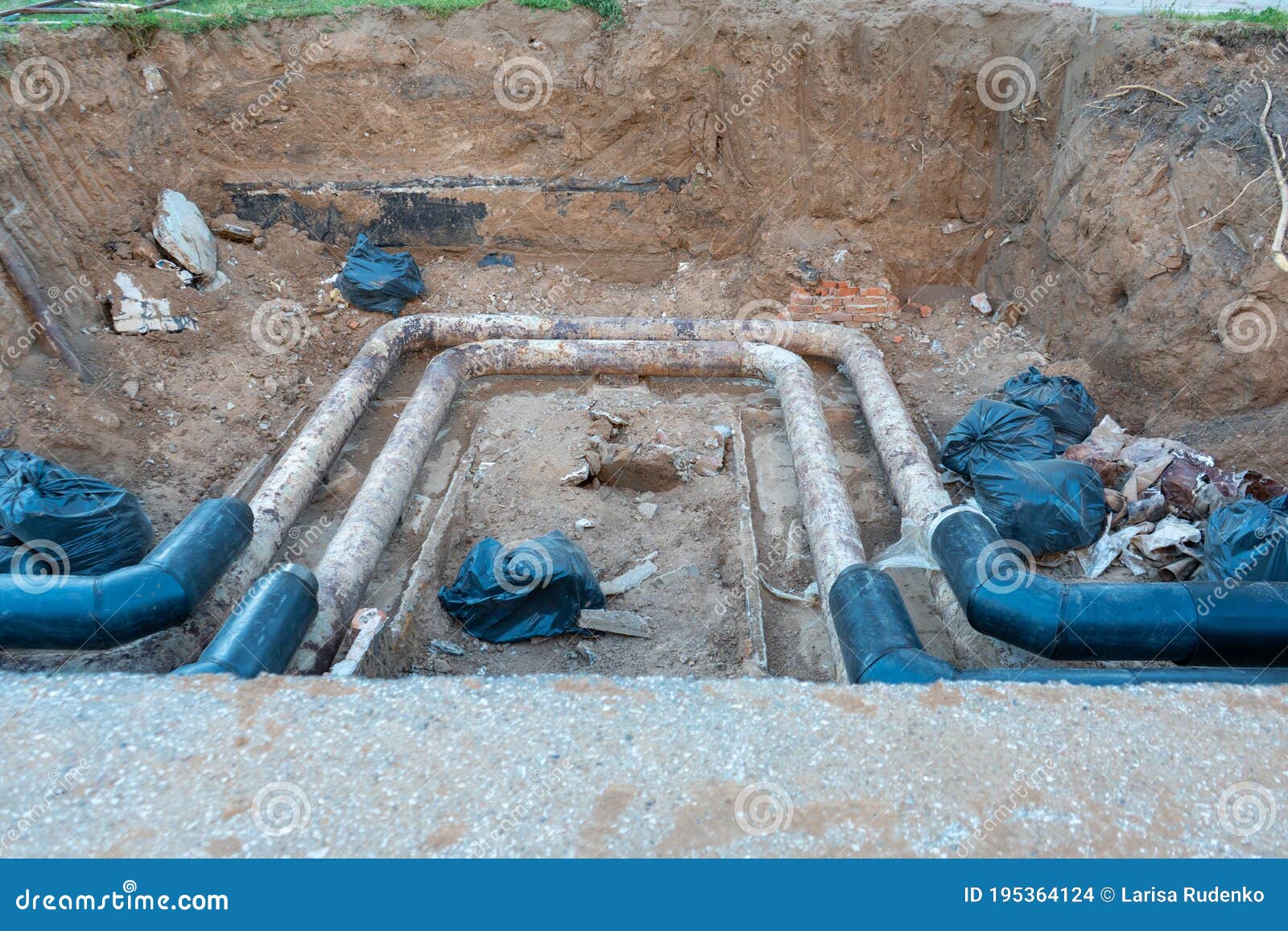 Repair of Central Heating Pipes in Russia Stock Photo Image of