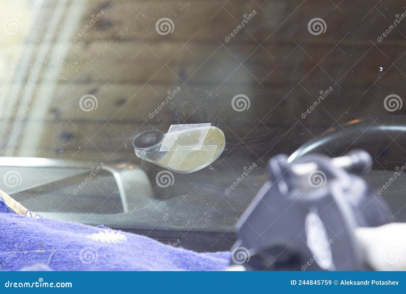 Repair of Chips and Cracks on Car Windows. Repair of Windshields Stock