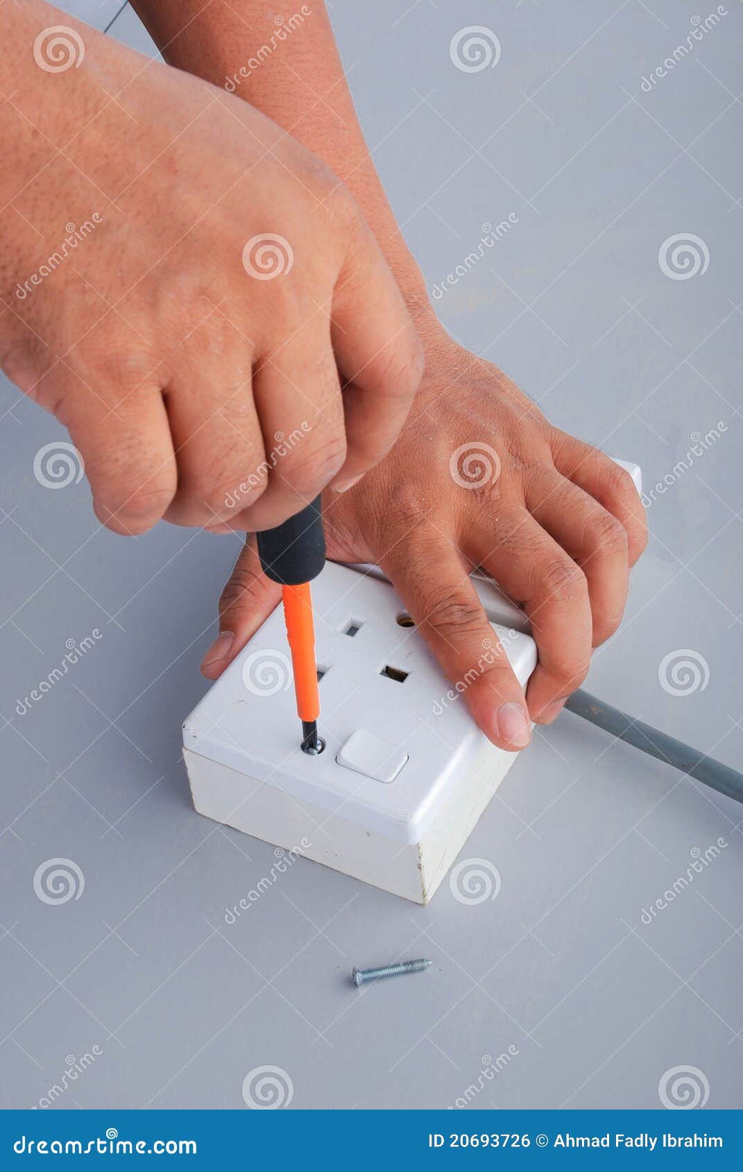 Repair of the Electric Socket Stock Photo Image of project, site