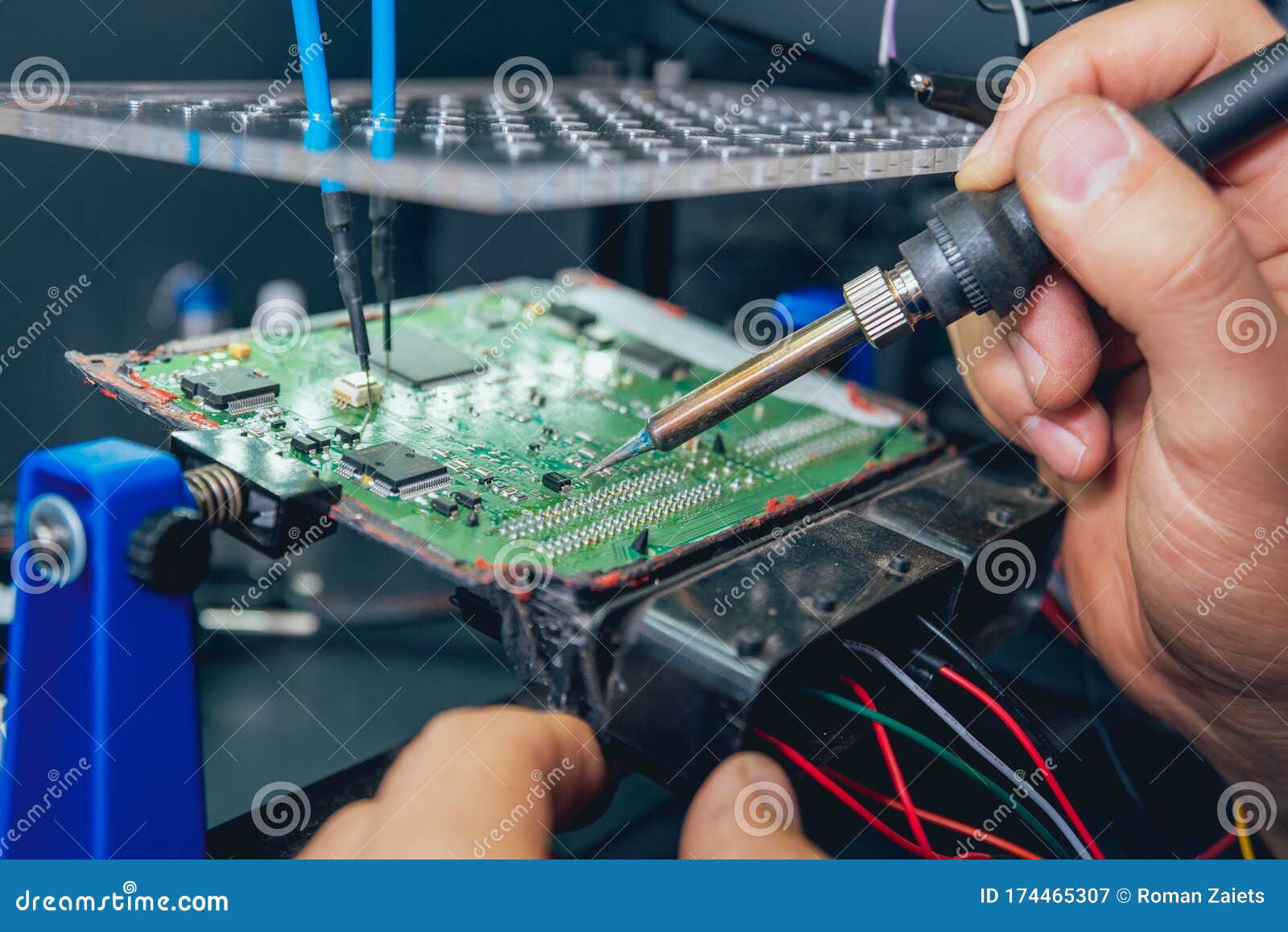 Repair of Electronic Devices, Soldering and Circuit Board Stock Image