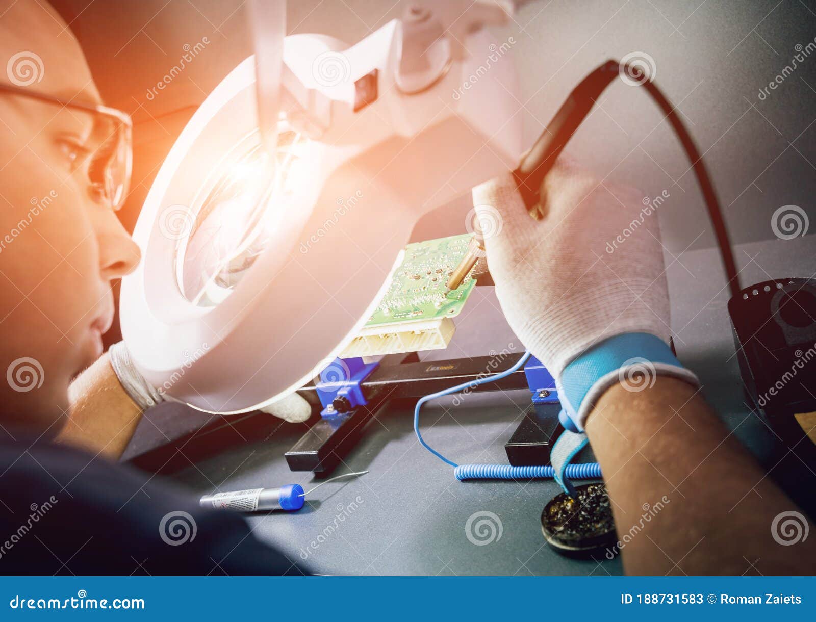Repair of Electronic Devices, Soldering and Circuit Board Stock Image