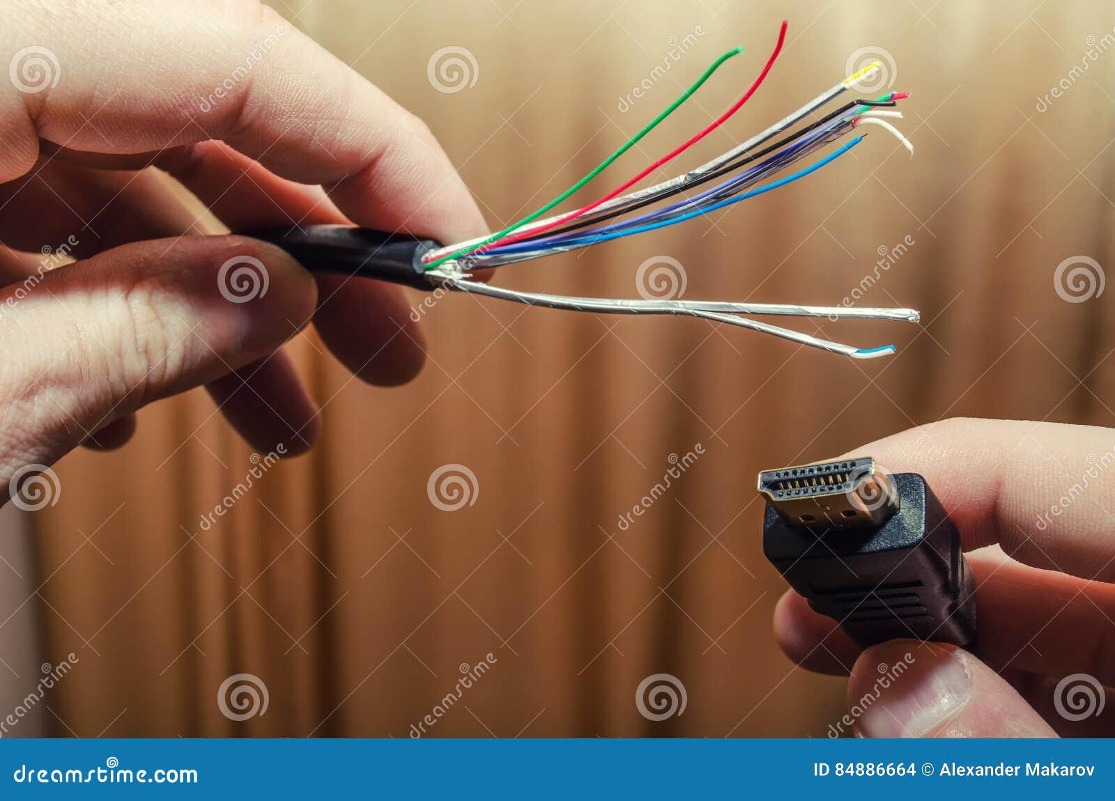 Repair hdmi cable stock photo. Image of hdmi, wire, screening 84886664