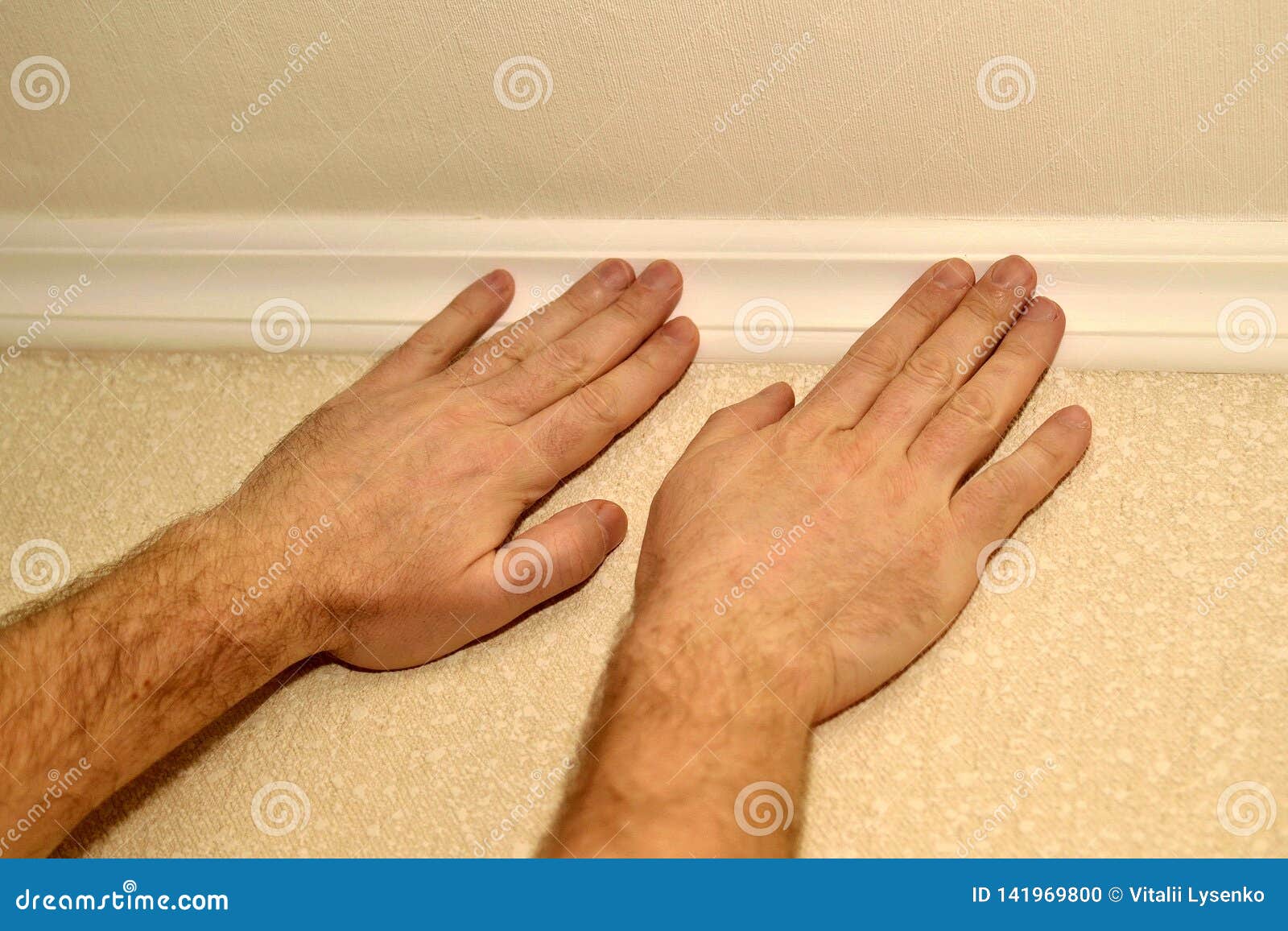 Home Repair Ceiling Plaster Sticker Stock Photo Image Of Worker