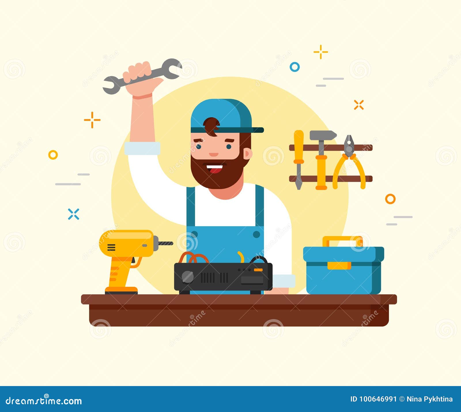 man fixing things clipart