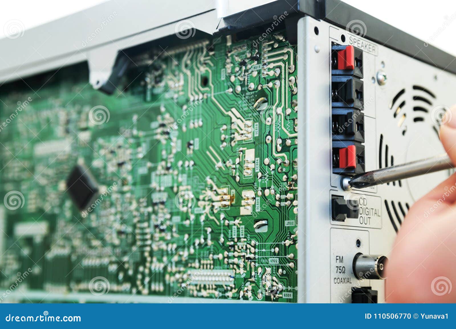 Repair of the Musical System. Stock Photo Image of loudspeaker