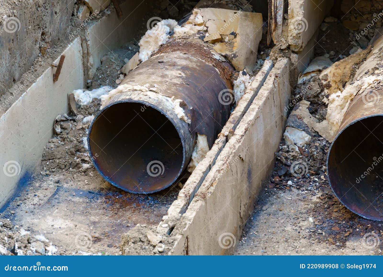 Repair of Old Main Water Supply Pipes Stock Photo Image of technology