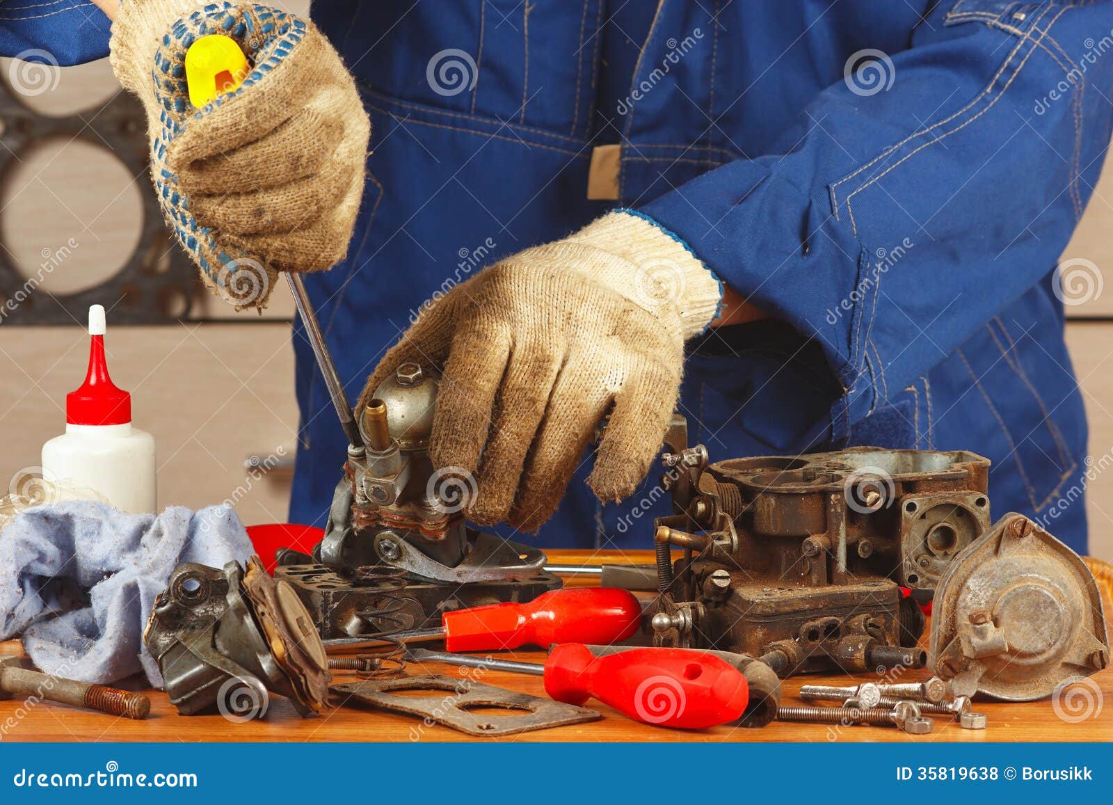 Repair of Parts Car Engine in Stock Photo Image of machinery