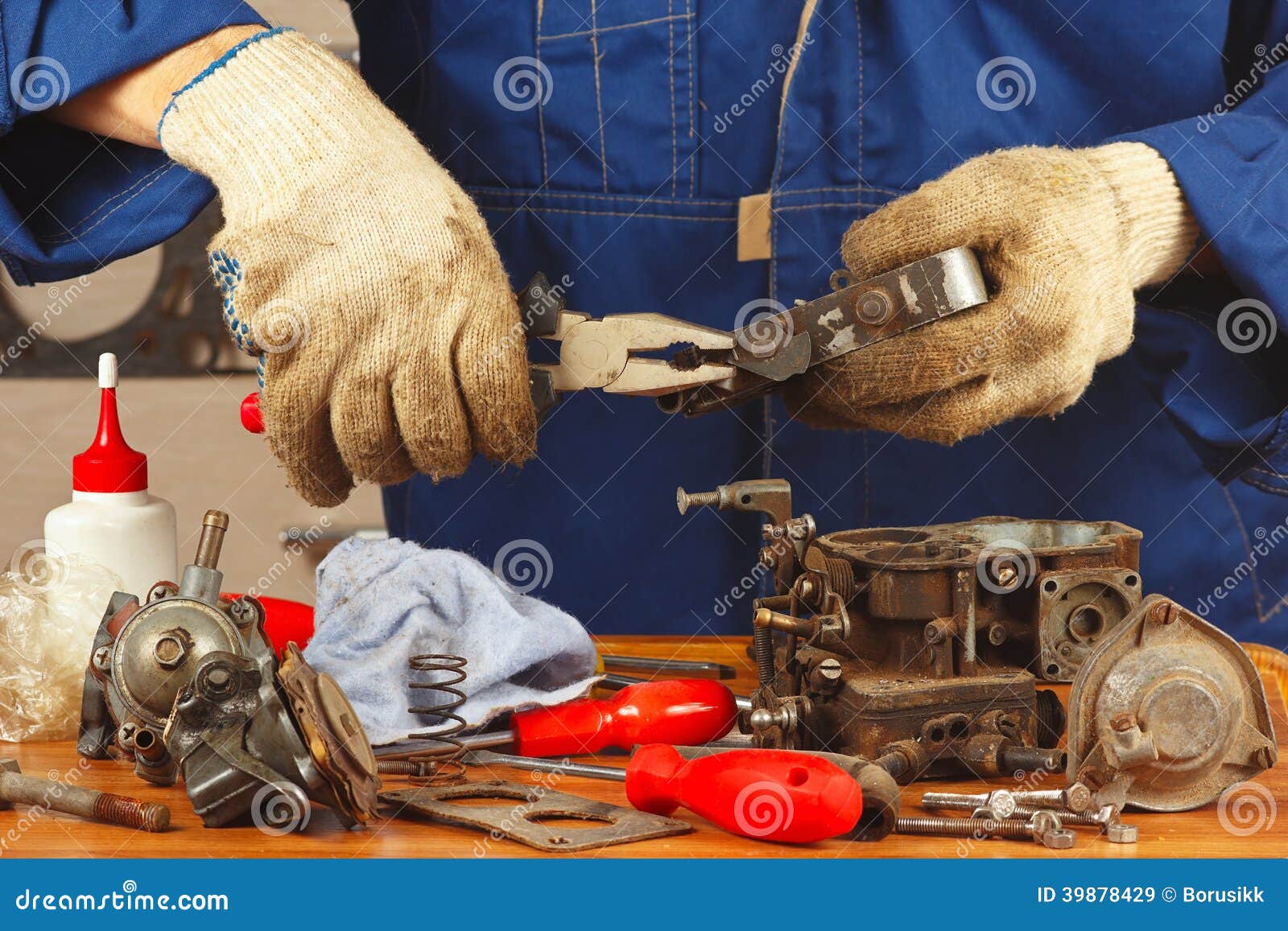 Repair of Parts of the Old Engine in Stock Image Image of