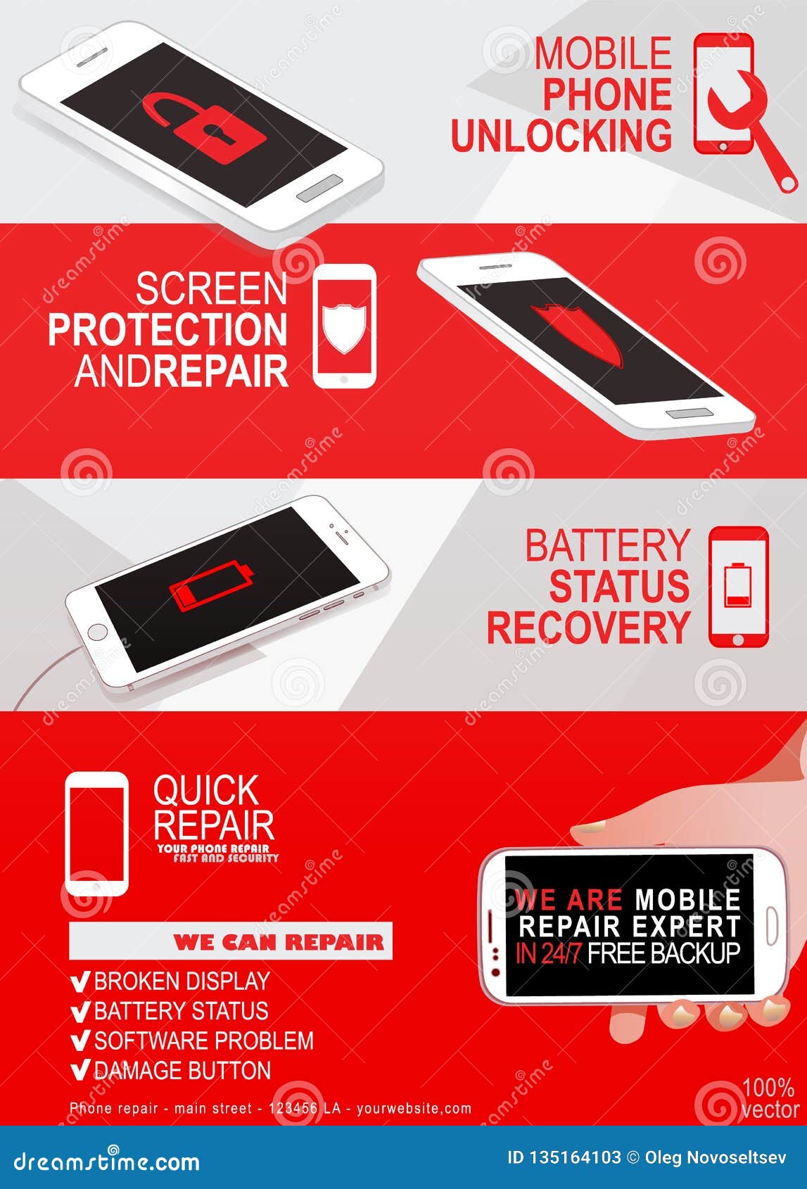 Repair Phone Service Infographic Banner Concept. Stock Vector ...