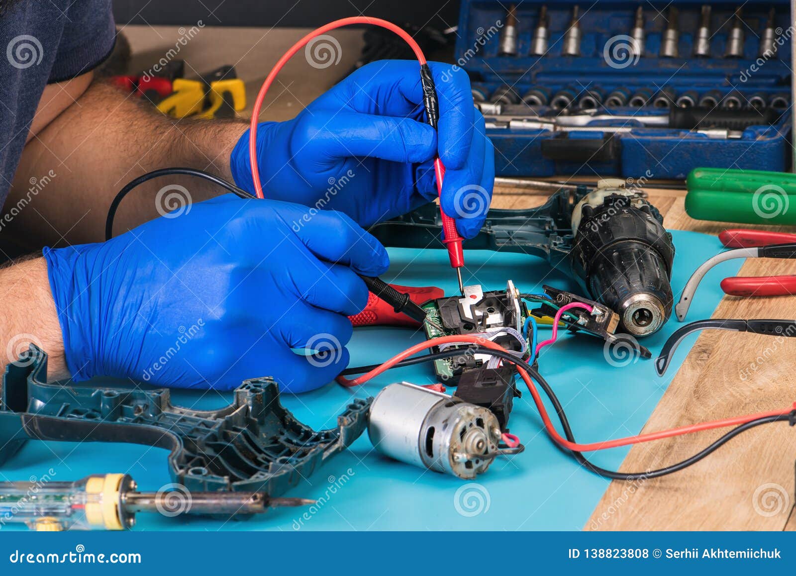 Repair of Power Tools in the Service Center Stock Photo Image of
