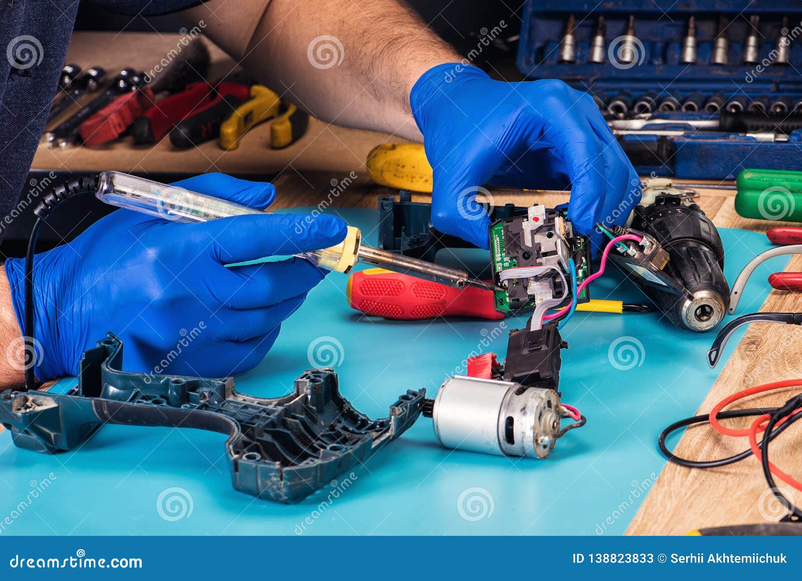 Repair of Power Tools in the Service Center Stock Image Image of