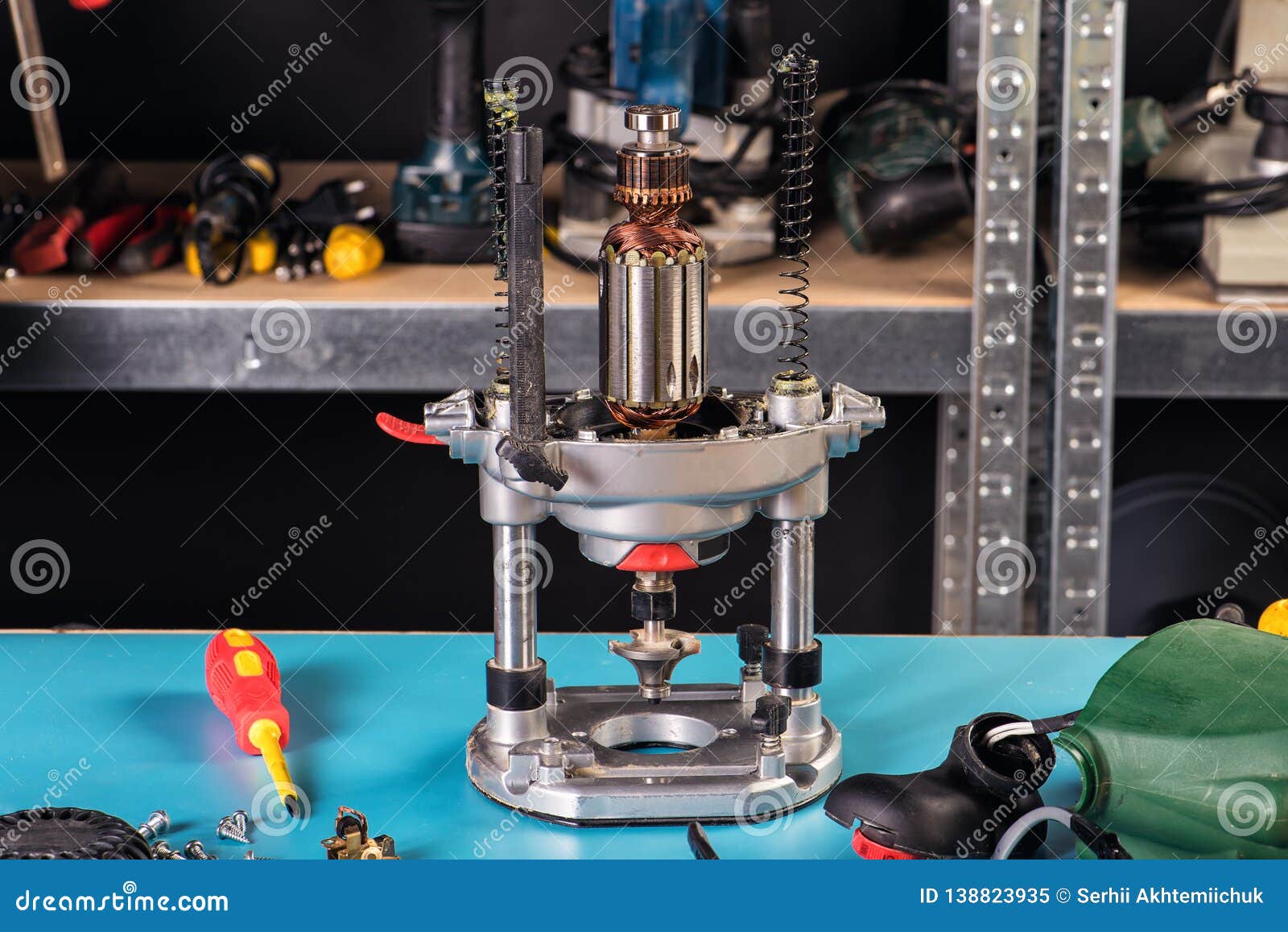 Repair of Power Tools in the Service Center Stock Image Image of