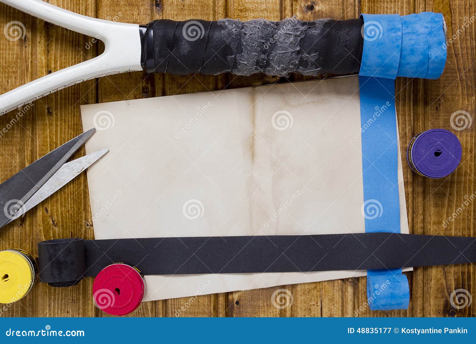 Repair of a tennis racket stock image. Image of mesh 48835177