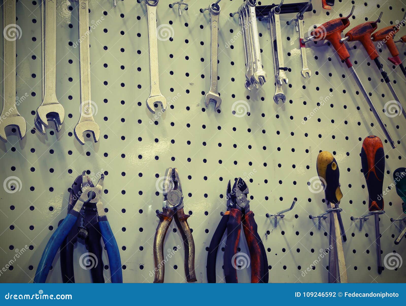 Repair Tools of a Mechanical with Vintage Style Effect Stock