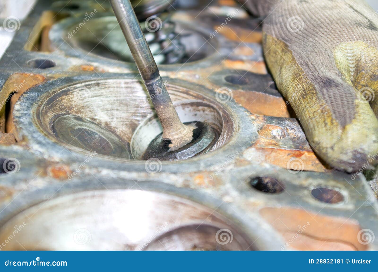 Repair of valves stock image. Image of head, auto, engine 28832181