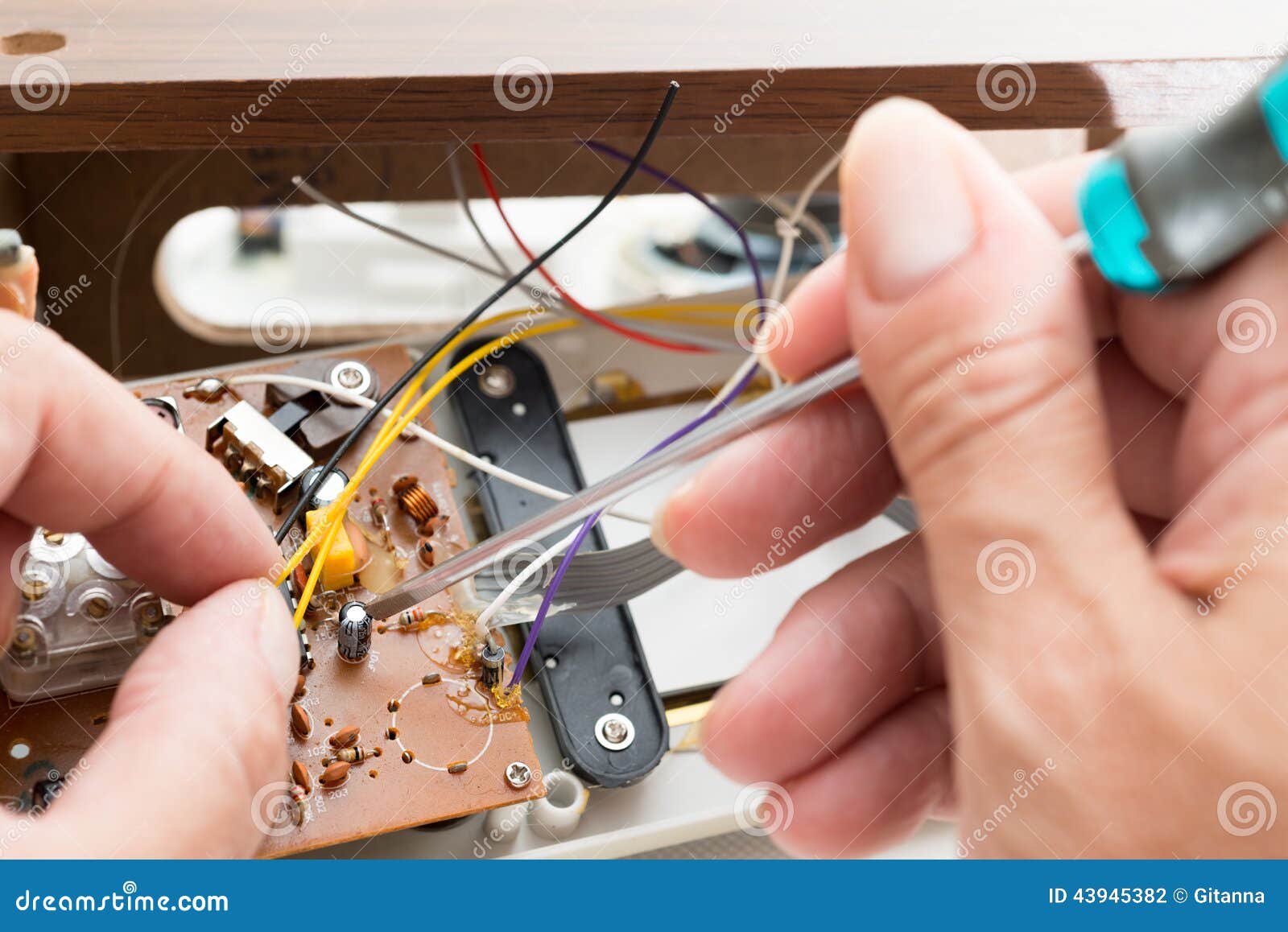 Repairing clock radio stock photo. Image of black, gear 43945382