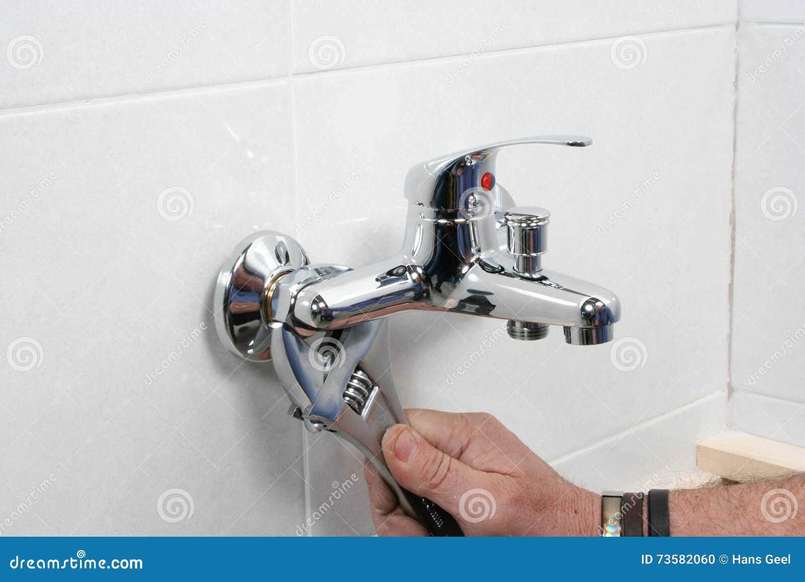 Repairing A Faucet In A Bathroom Stock Photo Image Of Plumbing