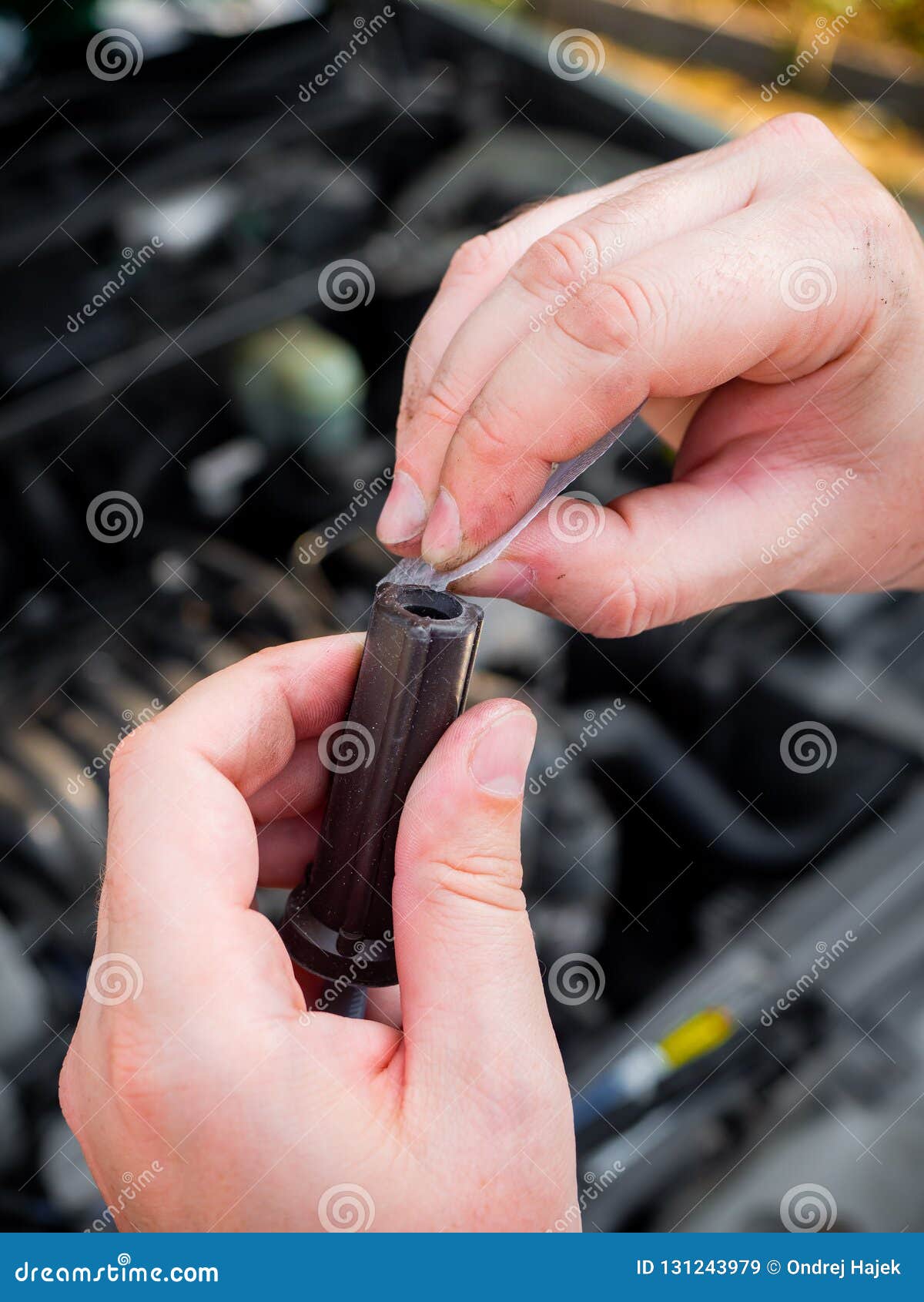 Repairing ignition wires stock image. Image of ignition 131243979
