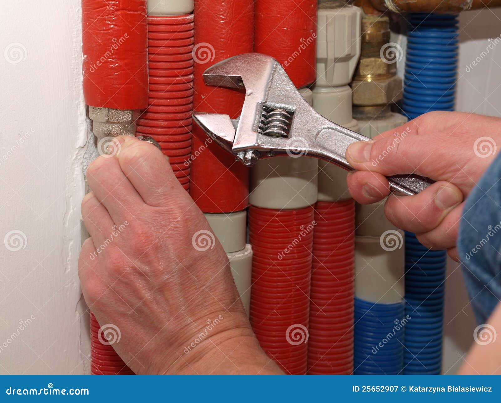 Repairing the pipes stock image. Image of spanner, plumbing 25652907