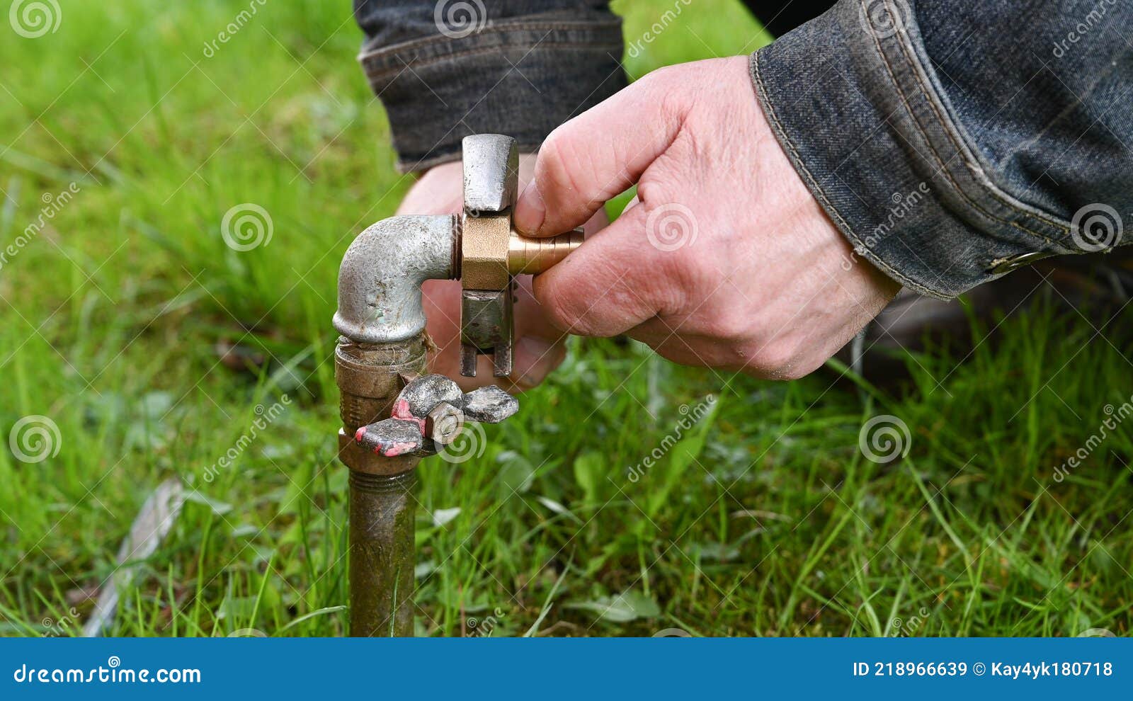 Repairing the Street Water Pipe Stock Image Image of outside, plumber