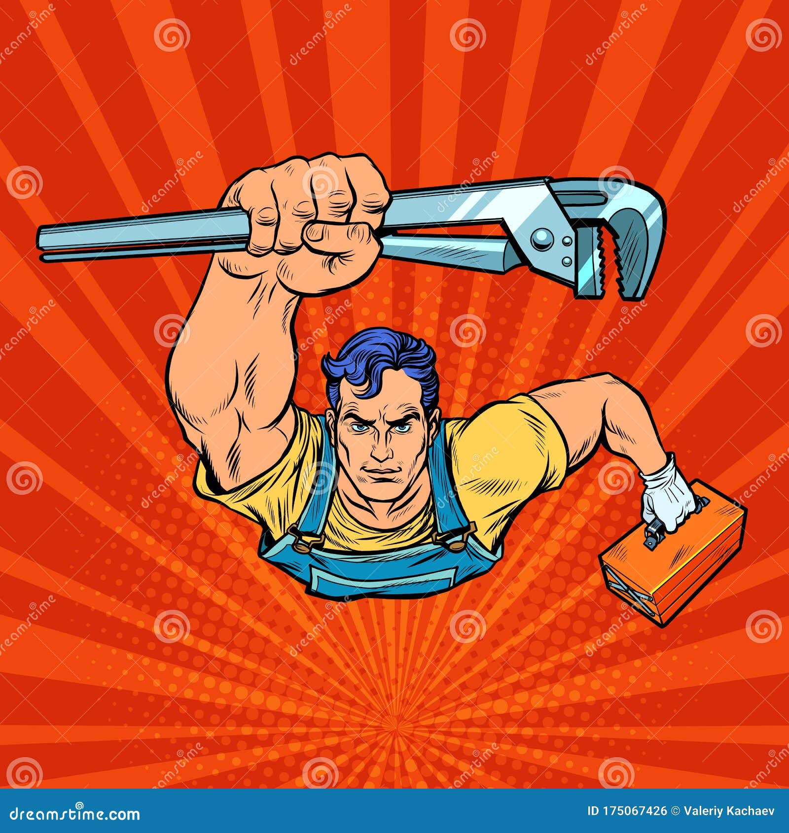 A Repairman with an Adjustable Wrench Stock Vector - Illustration of ...