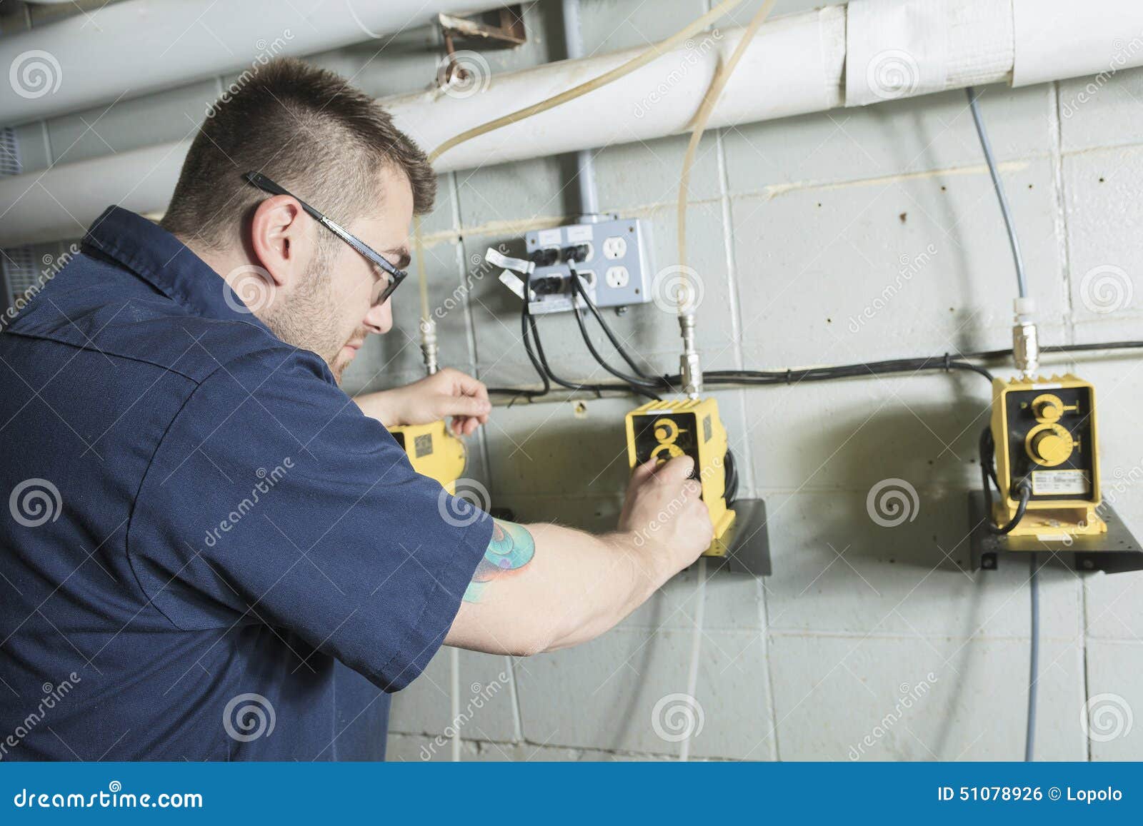 Repairman Engineer of Fire Engineering System or Stock Photo Image of house, pipe 51078926