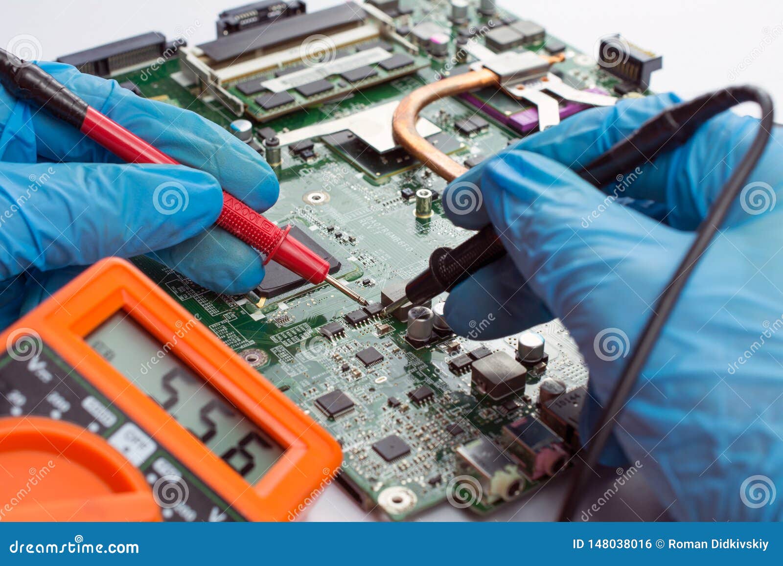 Repairman Fixing Broken Computer Stock Photo Image Of Chip