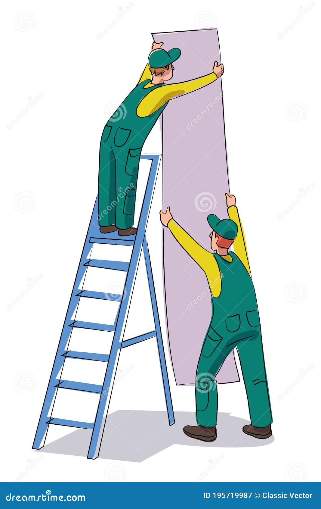 an illustration of a woman wallpapering a room with paste board and bucket  Stock Photo  Alamy