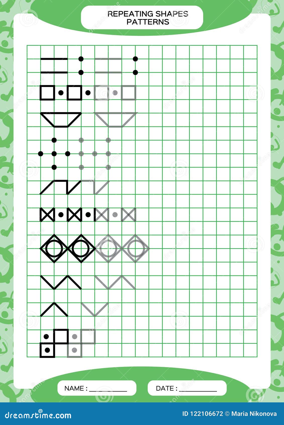 Repeat Pattern. Tracing Lines Activity, Special for Preschool Kids