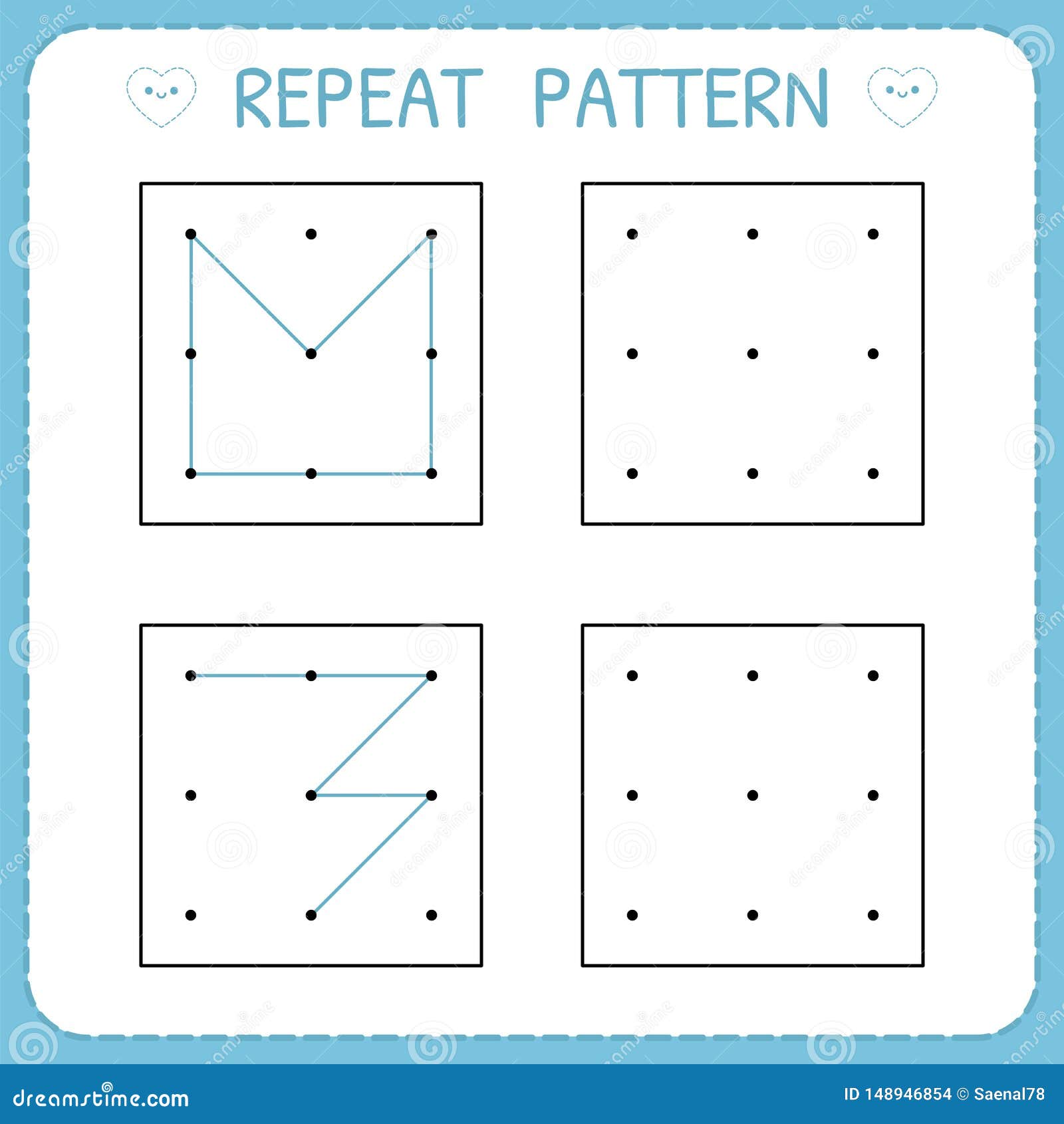 Repeat Pattern. Working Pages for Kids. Worksheet for Kindergarten Inside Patterns Worksheet For Kindergarten
