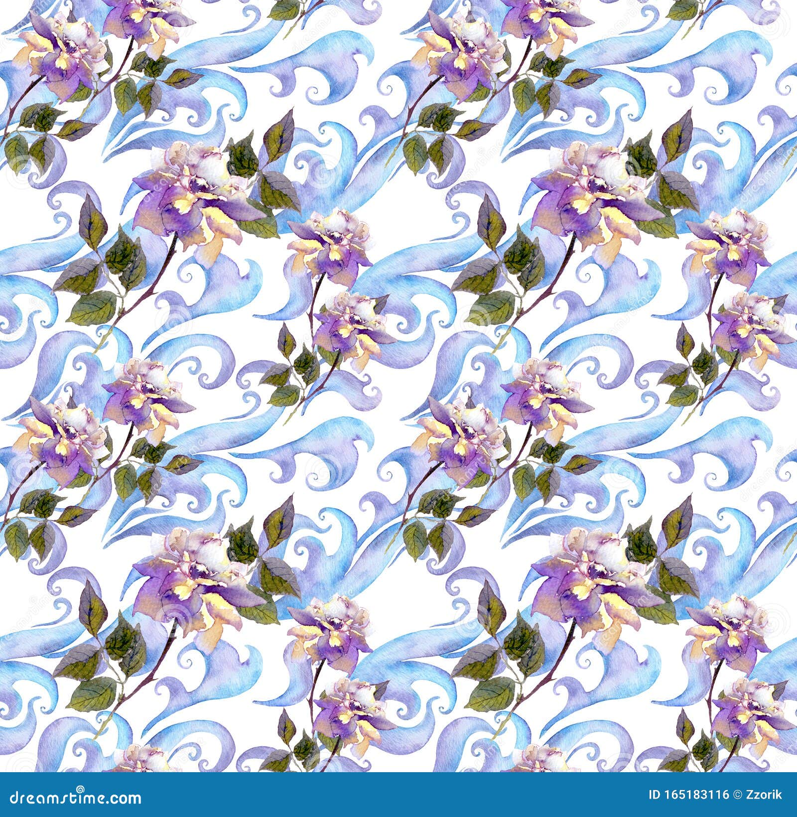 Repeating Winter Watercolor Floral Wallpaper. Watercolor Design with ...