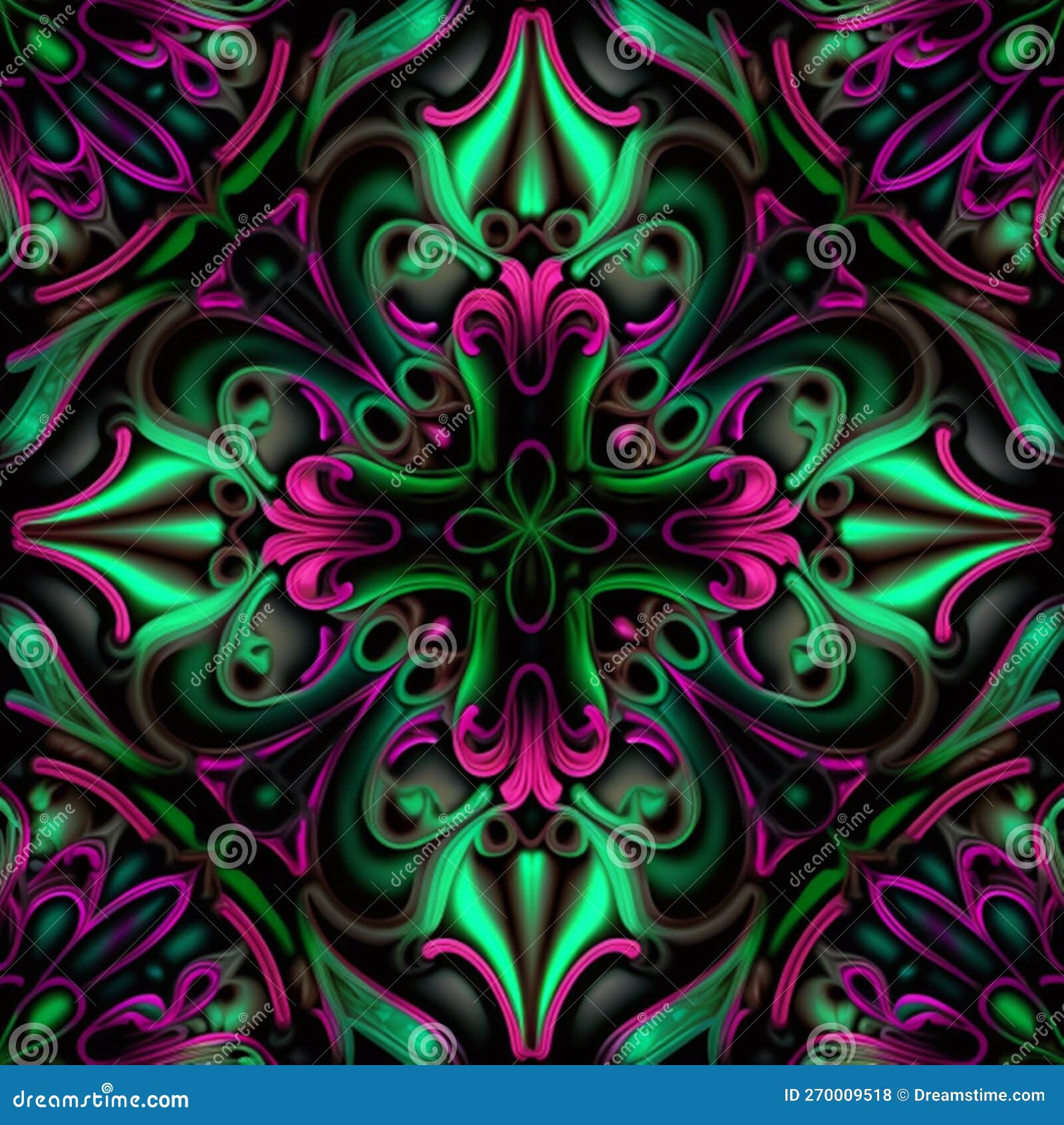 Cathedral Themed Pattern with Green,pink and Black Colors Stock