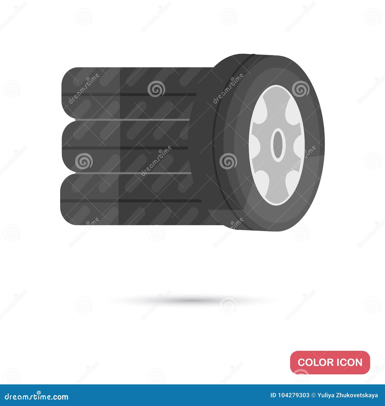 replaceable wheels color flat icon