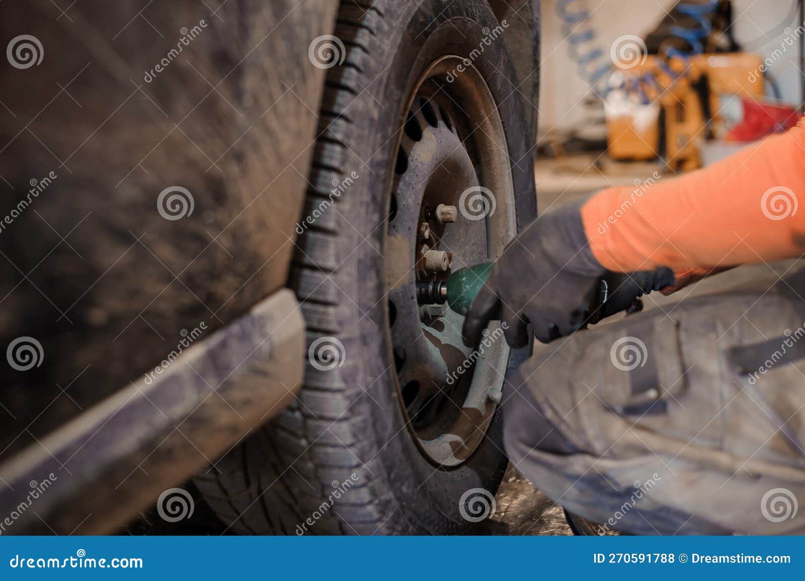 Replacement and Repair of Wheels and Shock Absorbers on a Car in a