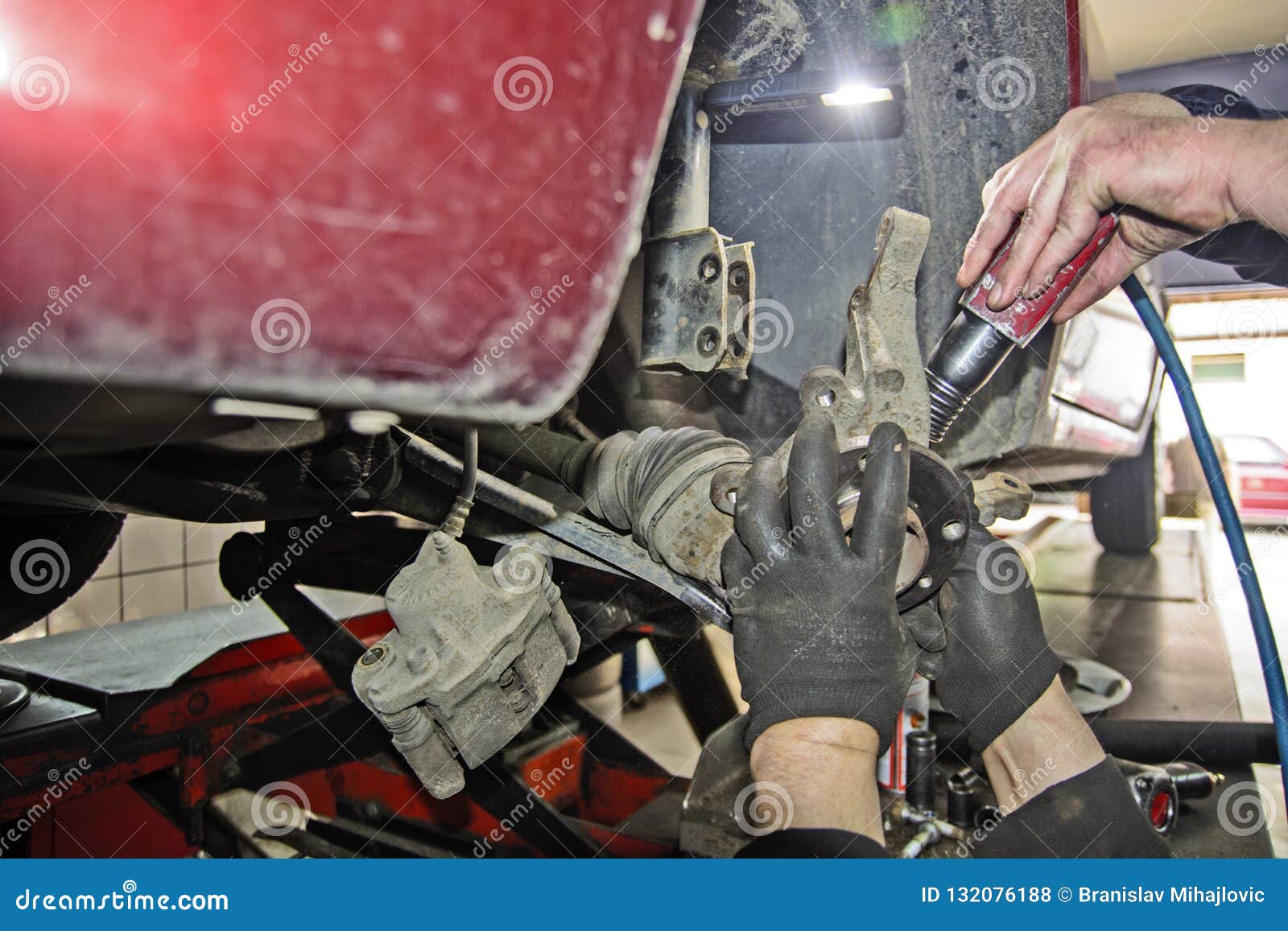 Replacing the car bearing stock photo. Image of repair 132076188