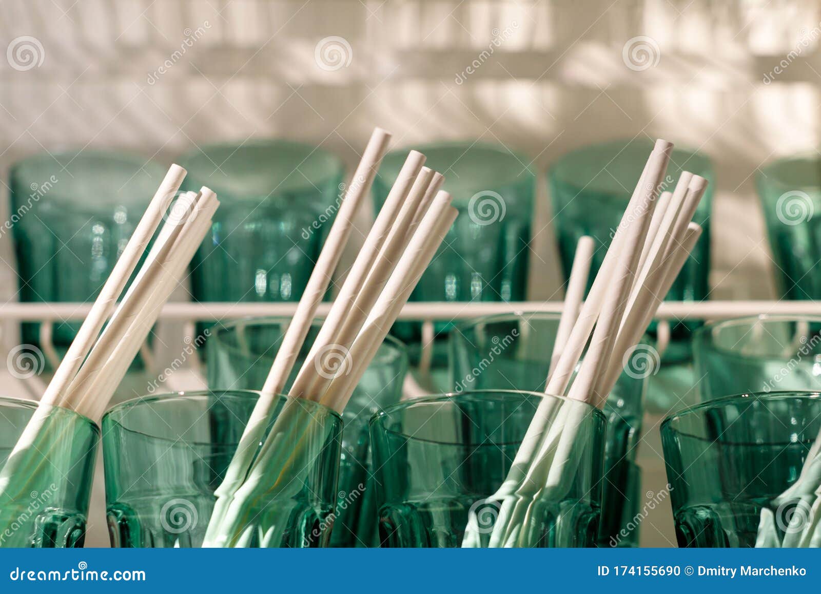 Replacing Plastic Straws. Reusable White Paper Disposable Ecofriendly