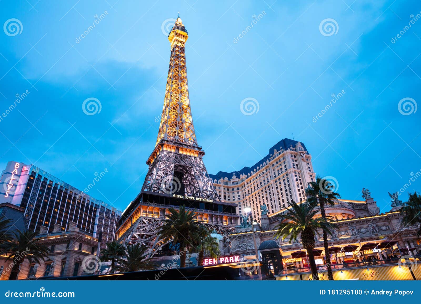 Eiffel Tower Replica At Night, Las Vegas, NV Stock Photo, Picture and  Royalty Free Image. Image 20491373.
