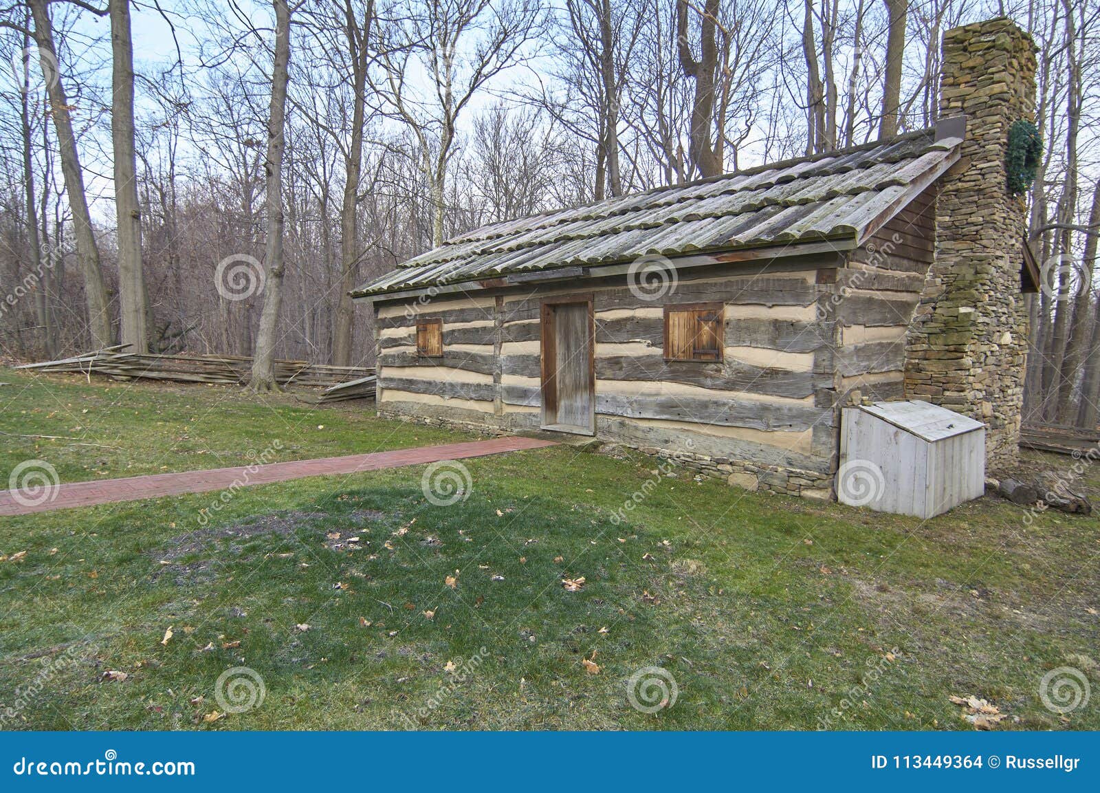 American Frontier Log Cabin Editorial Stock Image Image of shanty