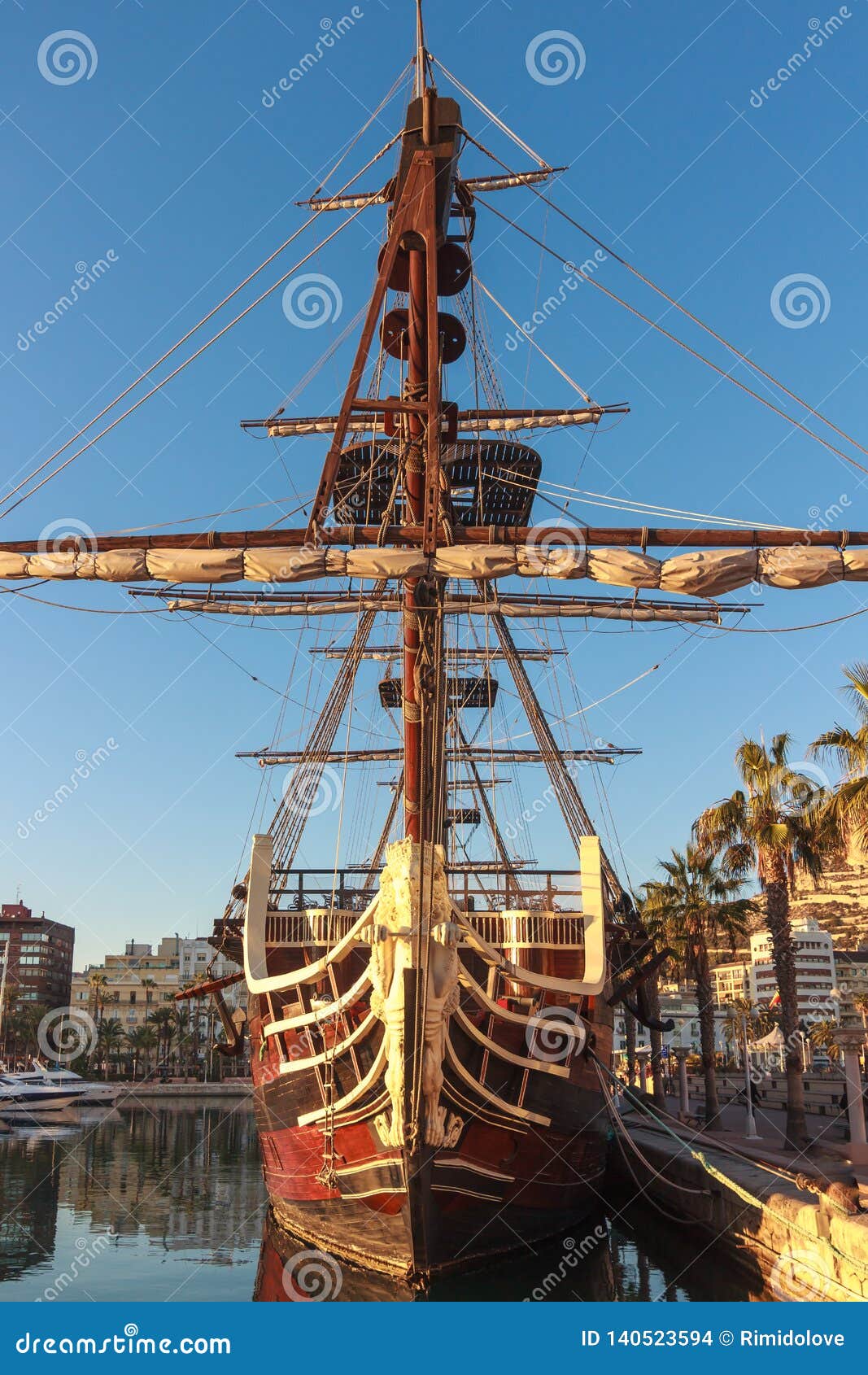 Replica Of A Spanish Galleon At Alicante Harbour Spain Stock Photo