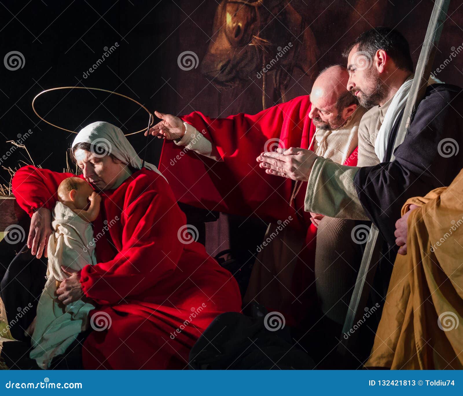 De La Natividad Que Reconstruye Las Pinturas Famosas O Foto de archivo editorial - Imagen de vivir, cristiano: