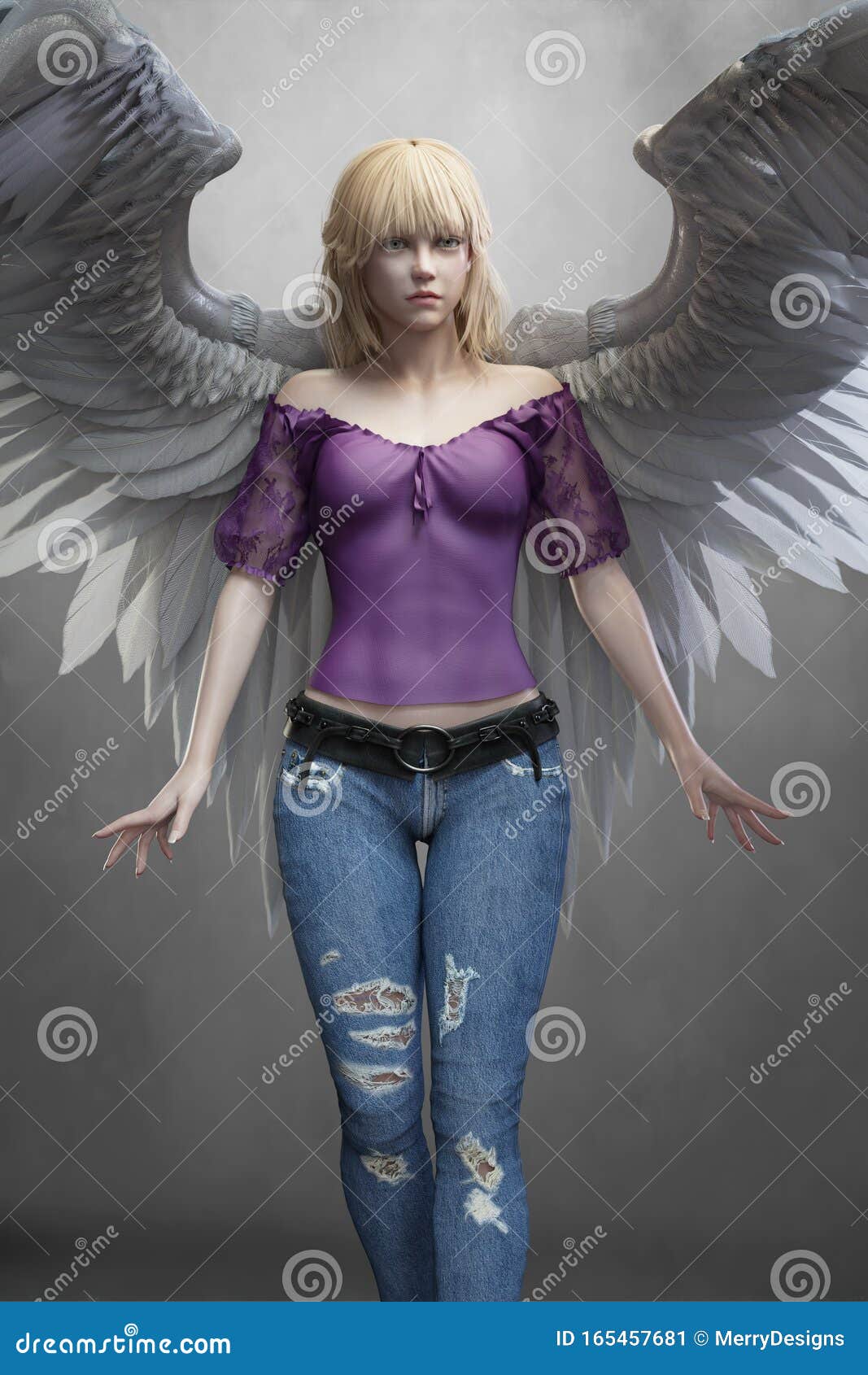 Psicológico fascismo Ojalá Representación De Una Bella Joven Angel Blanca Vestida Con Ropa Moderna  Stock de ilustración - Ilustración de inocente, calma: 165457681