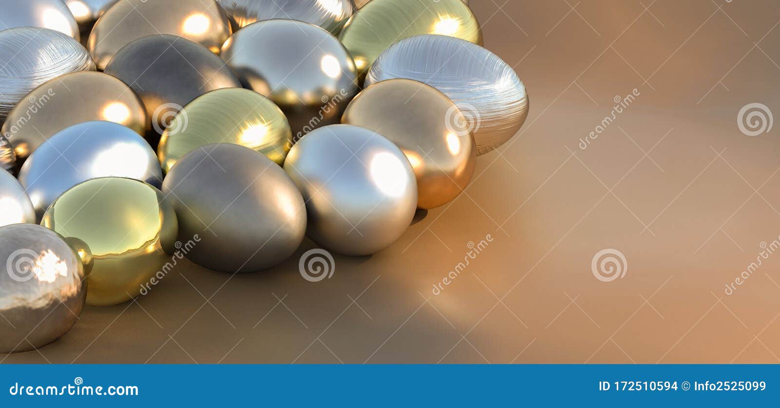 metallic golden and silver easter eggs